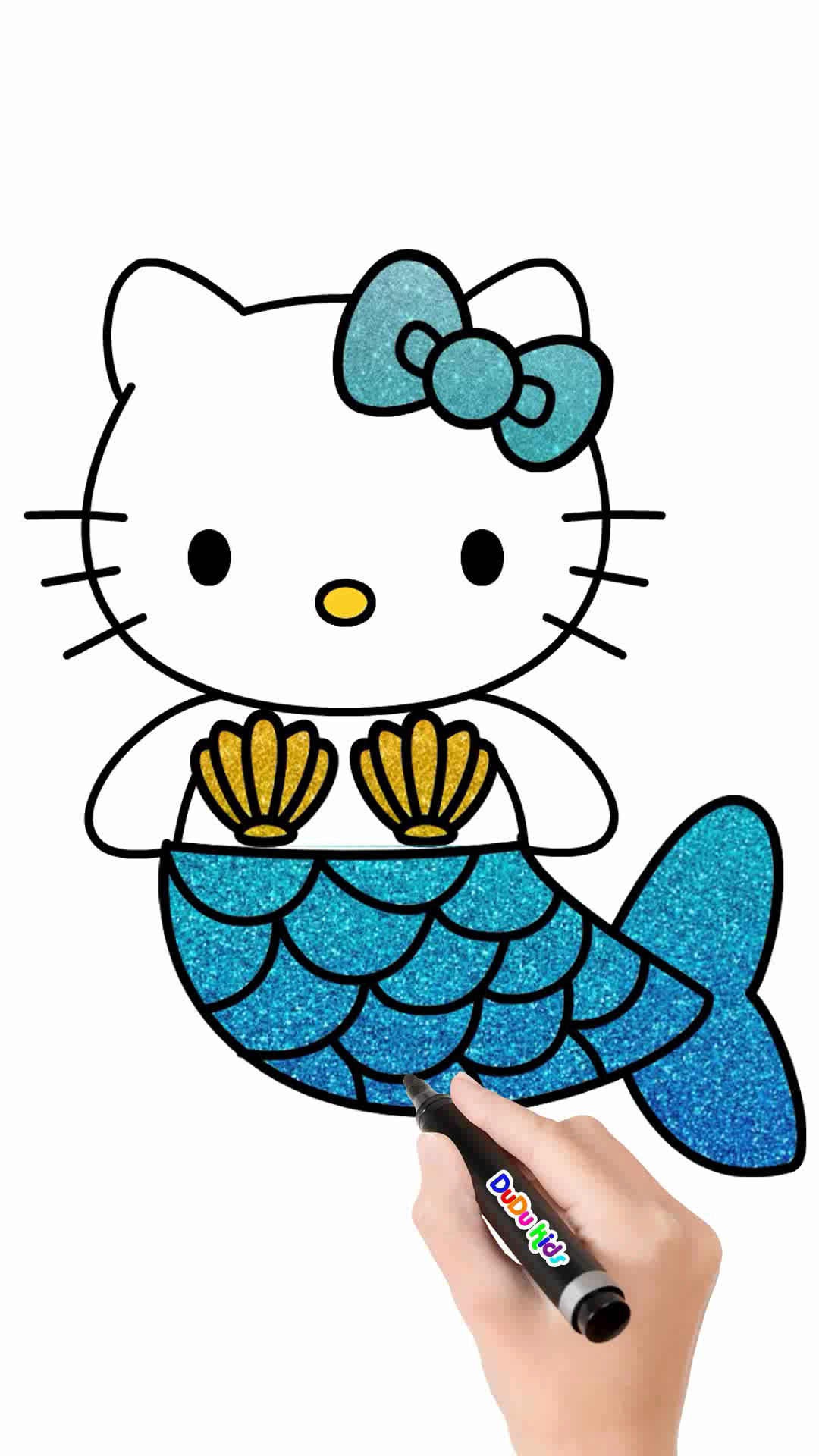凯蒂猫#怎样画凯蒂猫美人鱼简笔画hellokitty绘画猫咪宝宝学画画小猫