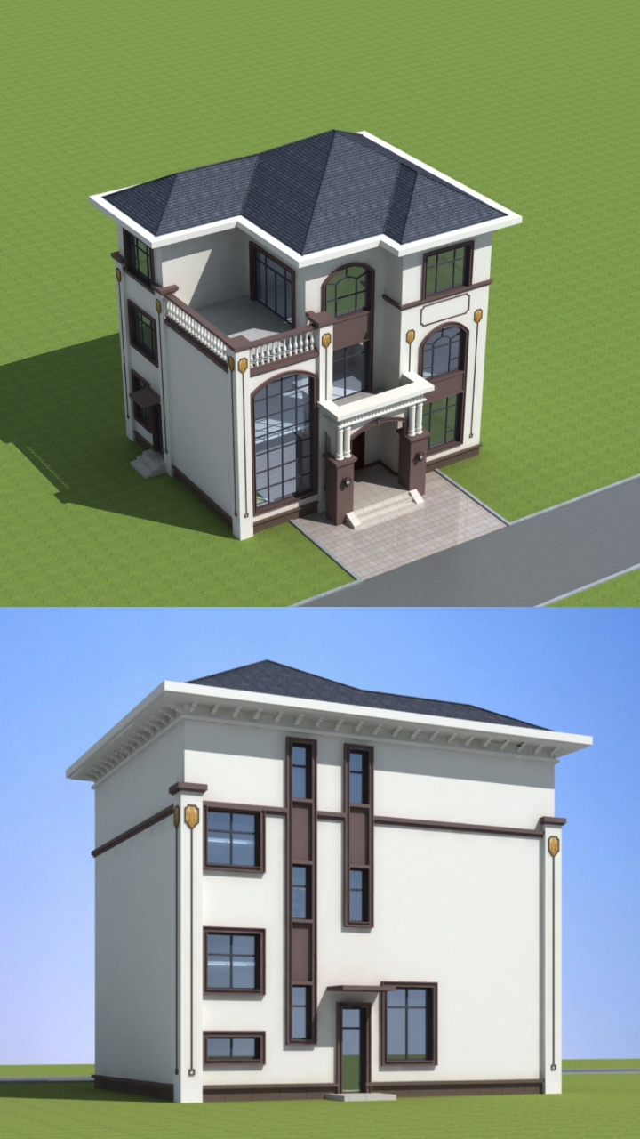 农村自建房#农村受欢迎的三层洋房设计,小户型宅基地的样板