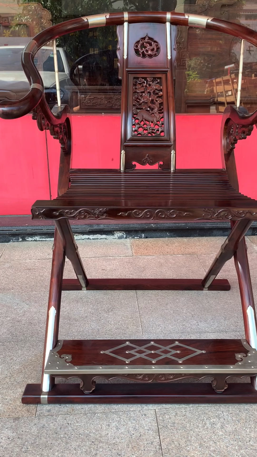 古代皇帝出门打猎必备的交椅,方便又实用#大红酸枝#仙作红木#头把交椅