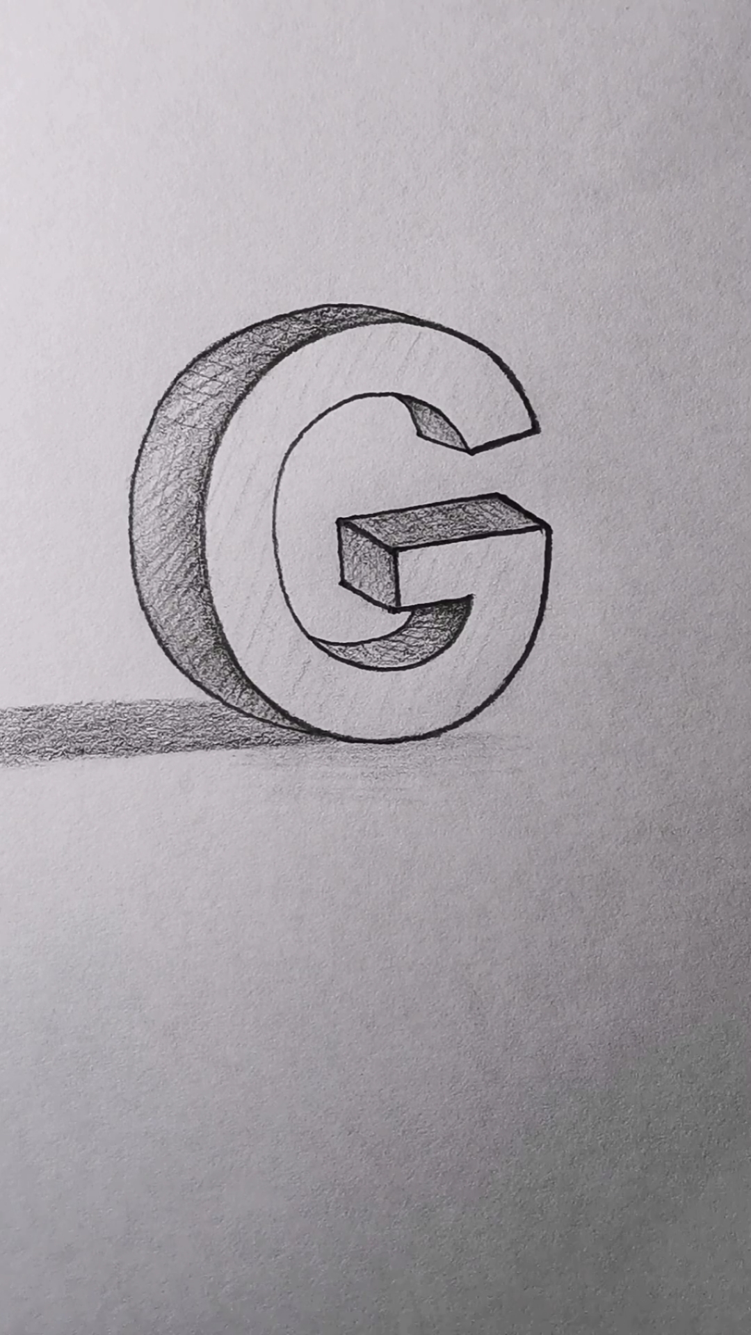 尝试用椭圆起笔画立体字母g
