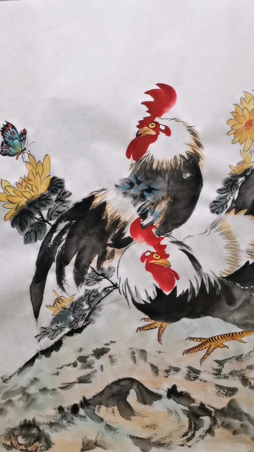 中国画#王兴民国画公鸡:原创作品,喜欢的朋友们支持一下,点赞啦!