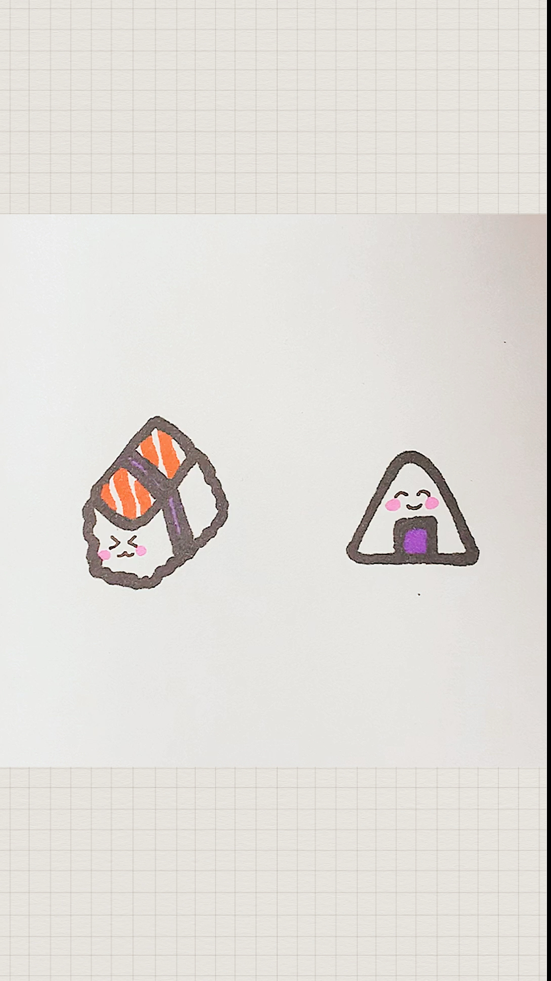 简笔画#可爱寿司饭团简笔画