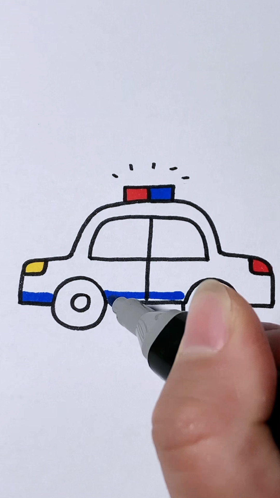 簡筆畫#士字畫警車