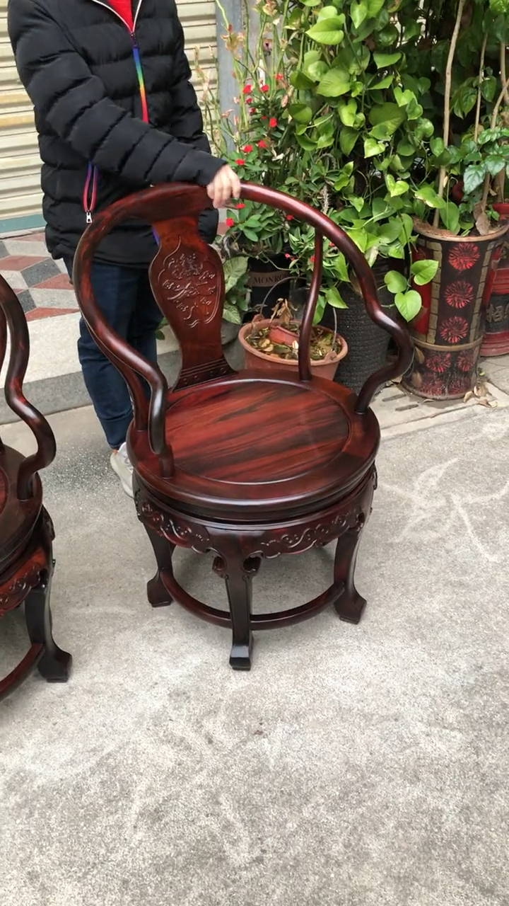 大红酸枝转转椅