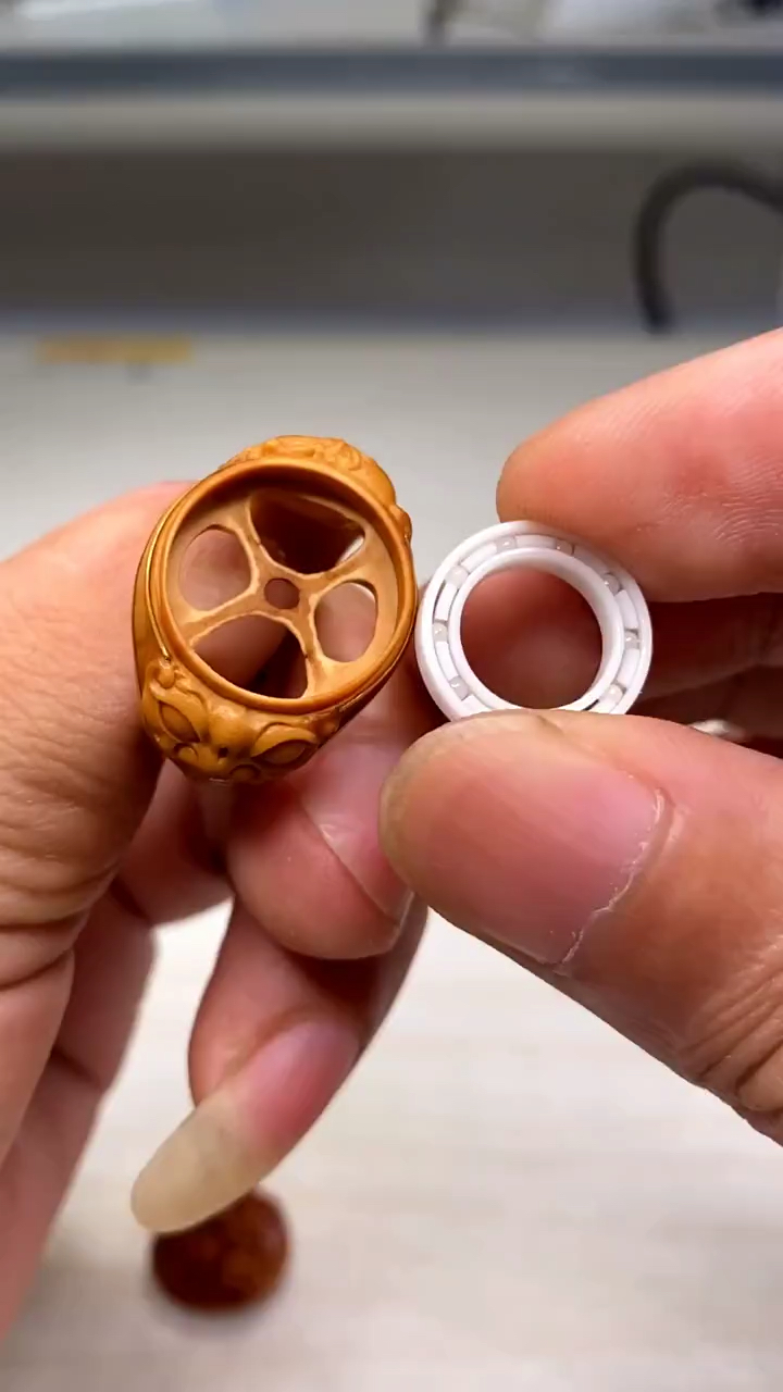 核小二核雕#橄榄核戒指制作过程