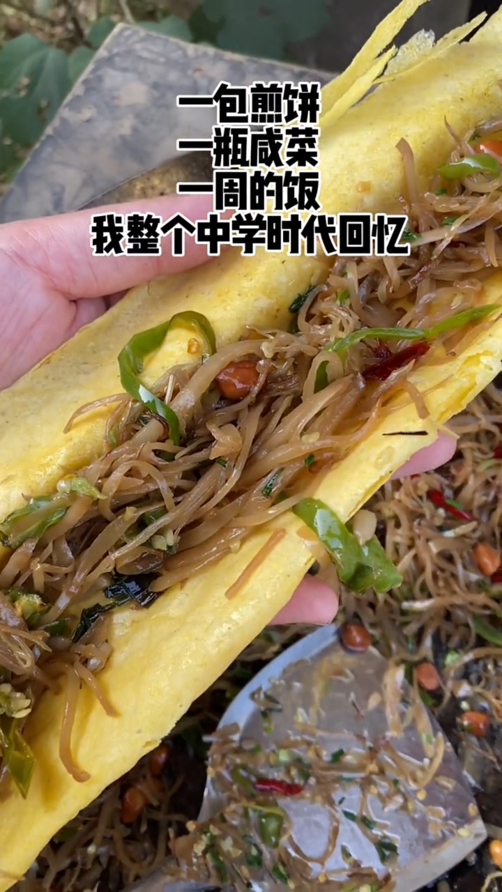 上学那会一周带一罐头瓶咸菜一包煎饼长白毛了都要吃到周六想想那时真