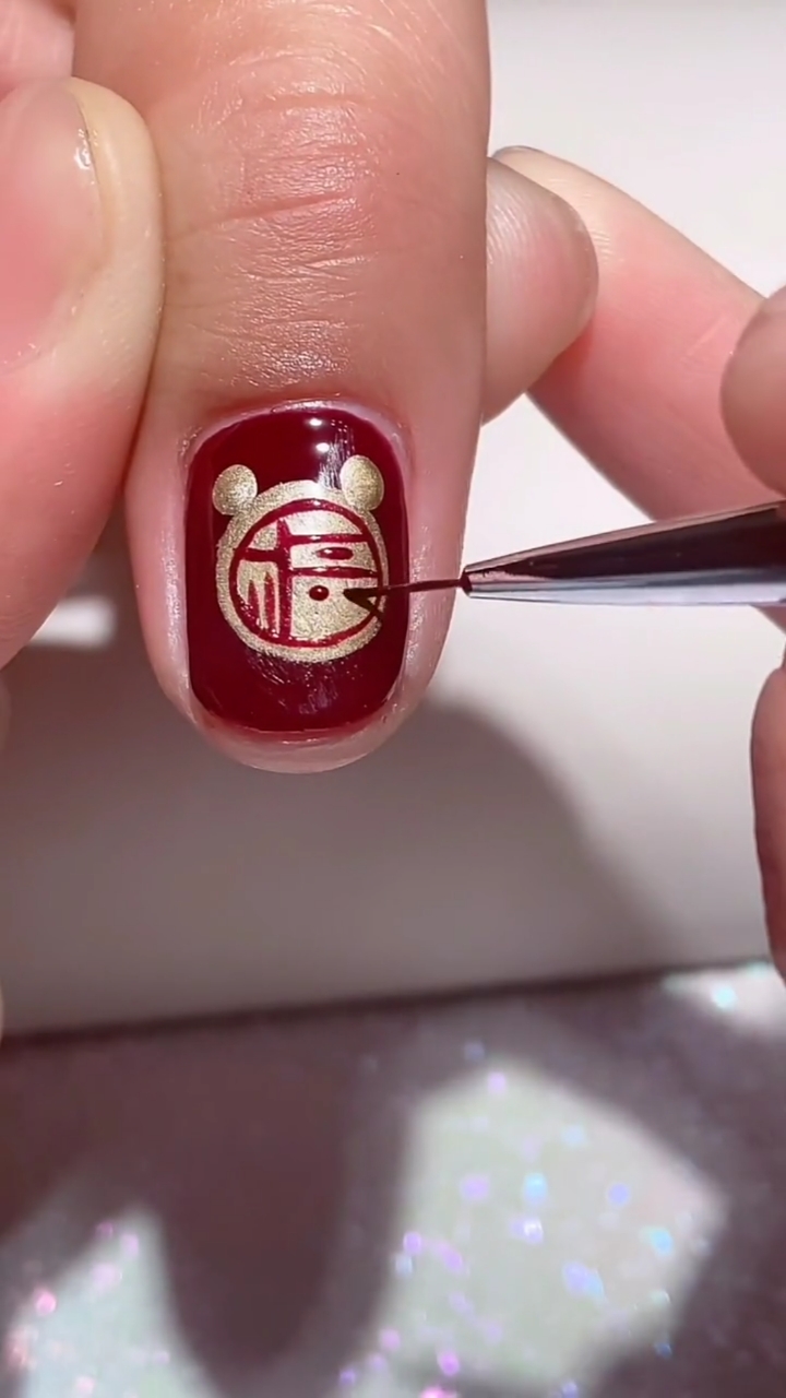 头一次见稀罕新年必做款福字美甲教程