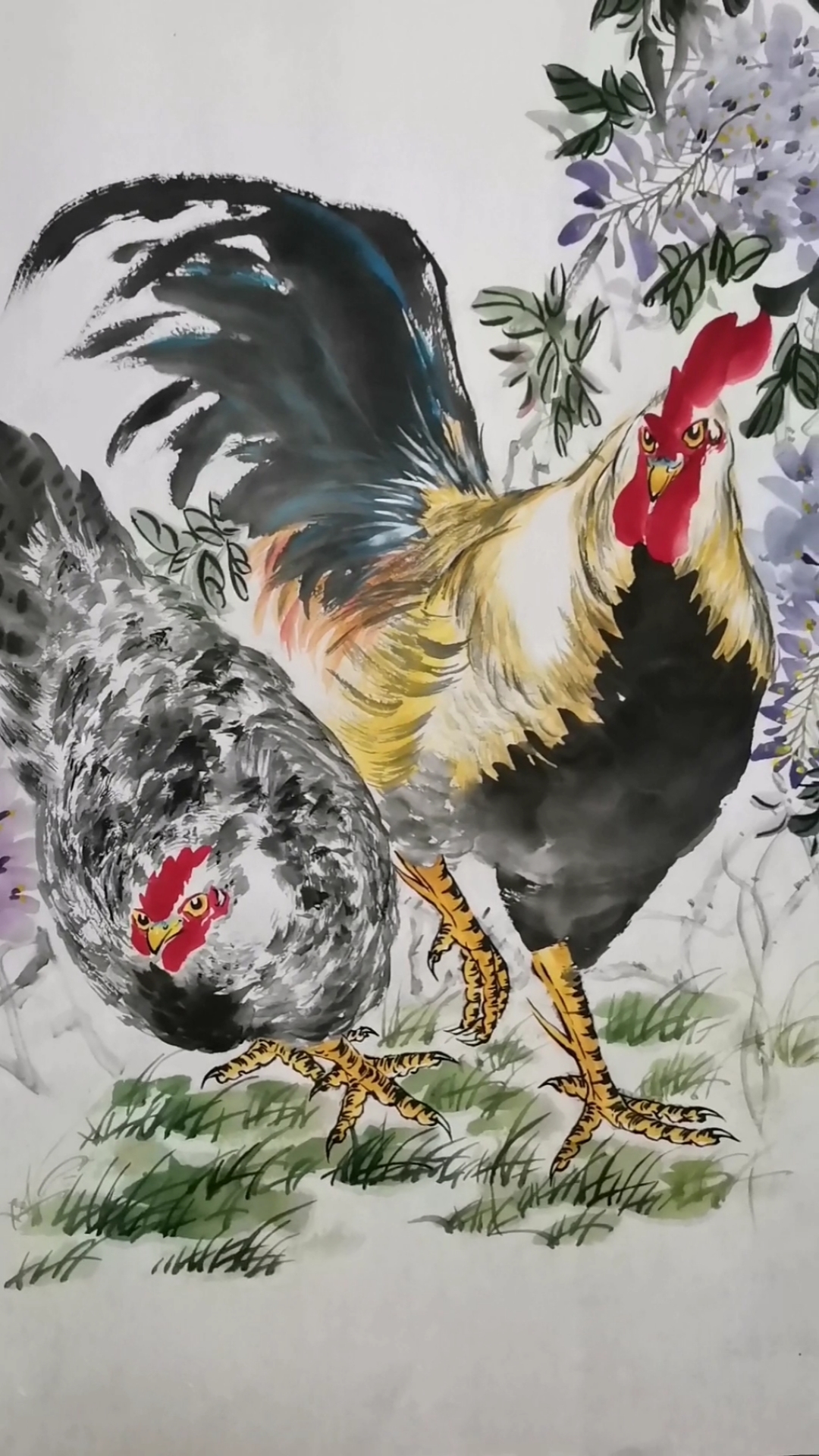 王兴民国画公鸡:大吉祥