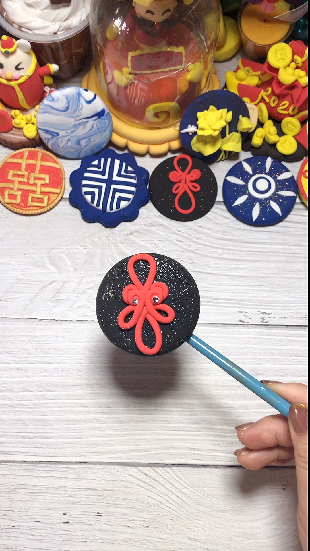 粘土手工#中国风元素冰箱贴这个简单容易上手建议收藏.