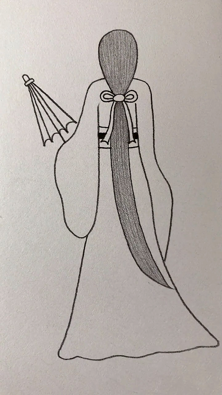 古代女子简笔画 背影图片