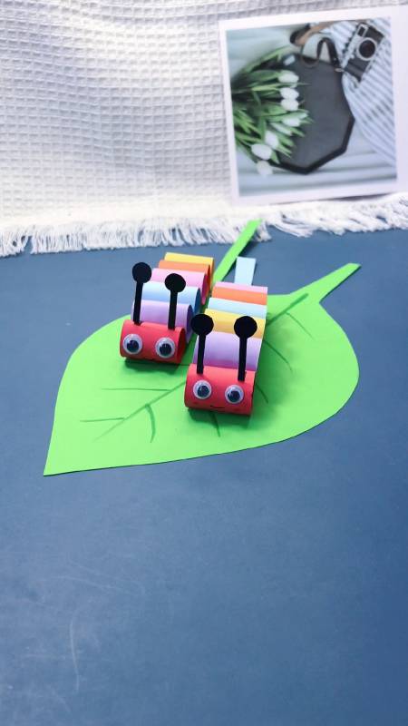 创意手工#卡纸卷一卷做会动的毛毛虫-度小视