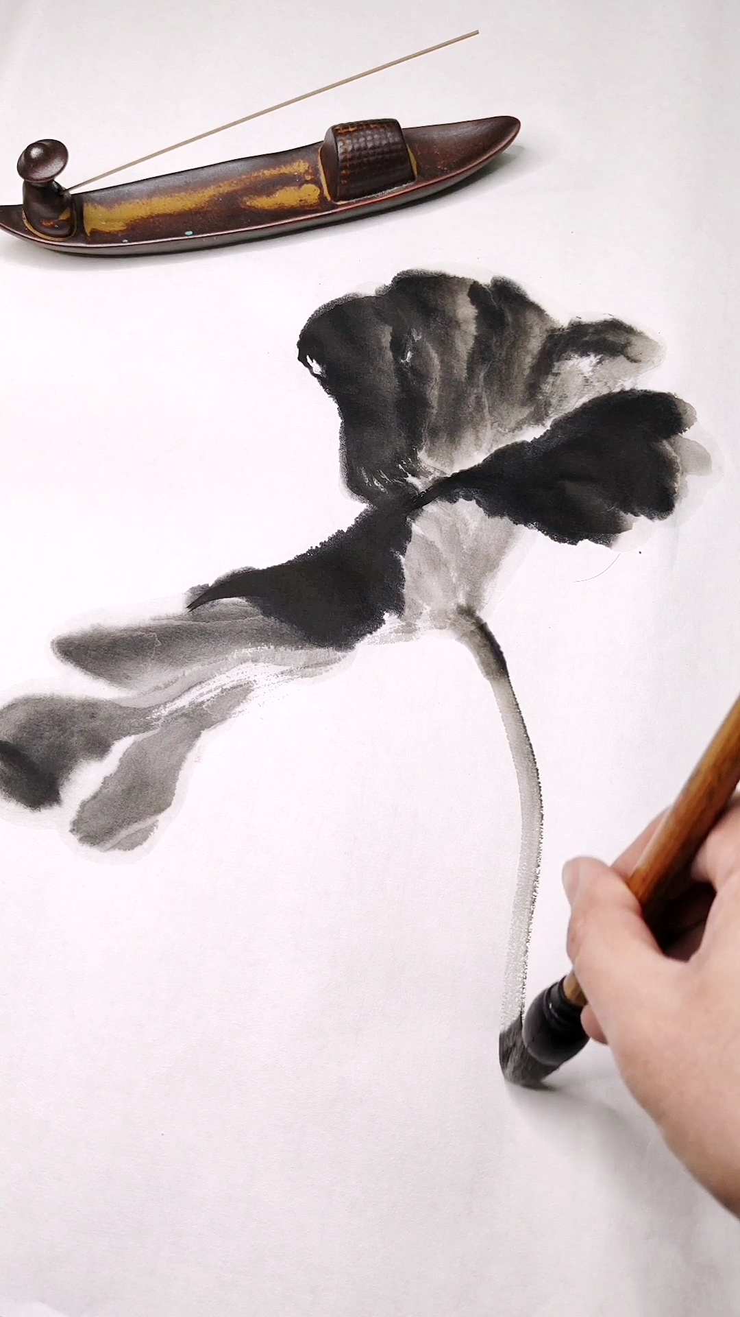 中国画写意水墨荷花一起画画吧