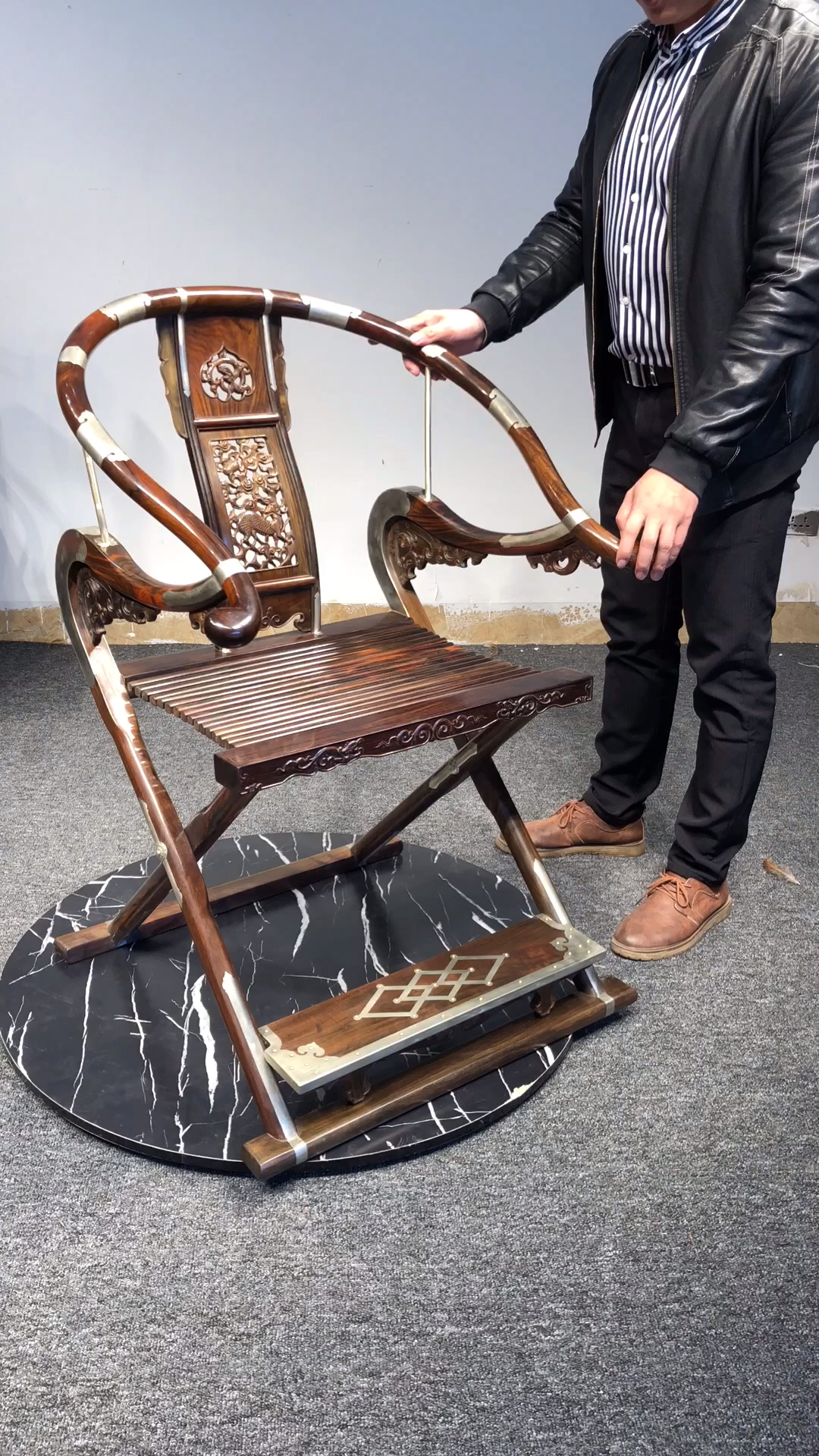 古典红木家具#大红酸枝交椅