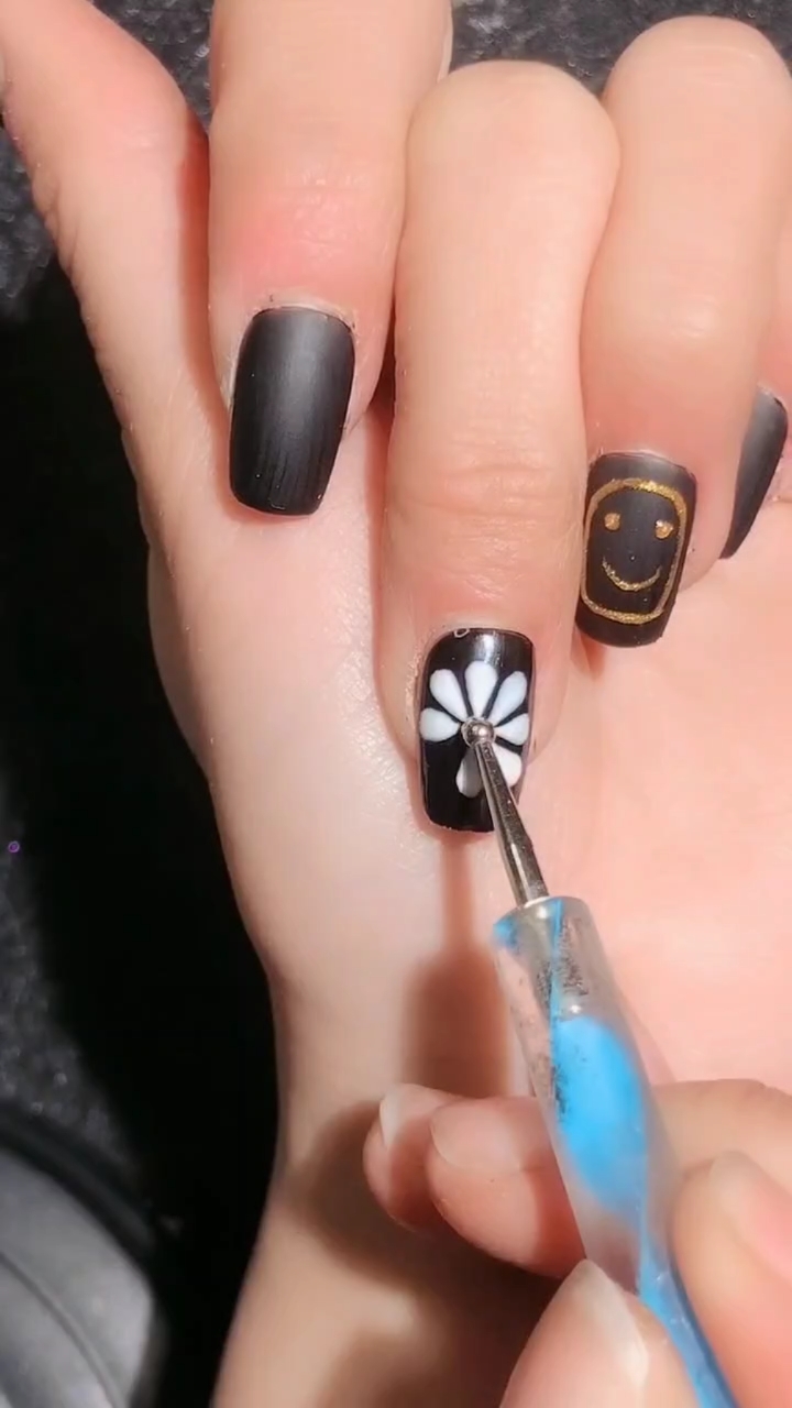 新手美甲#点珠笔点出来的小花花