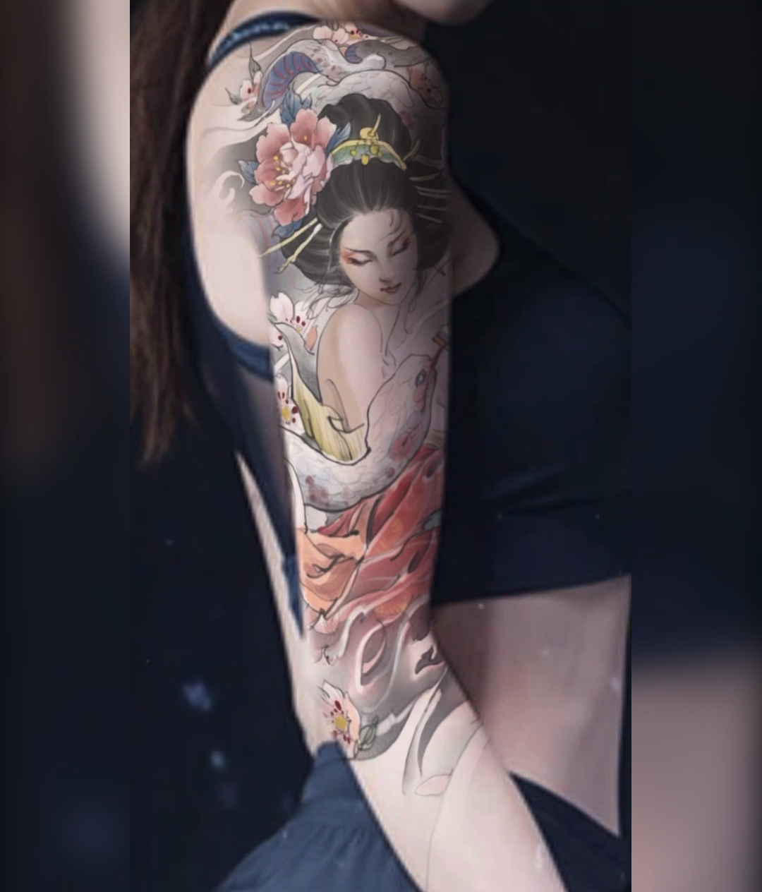 志永纹身#艺伎白蛇设计效果图-度小视