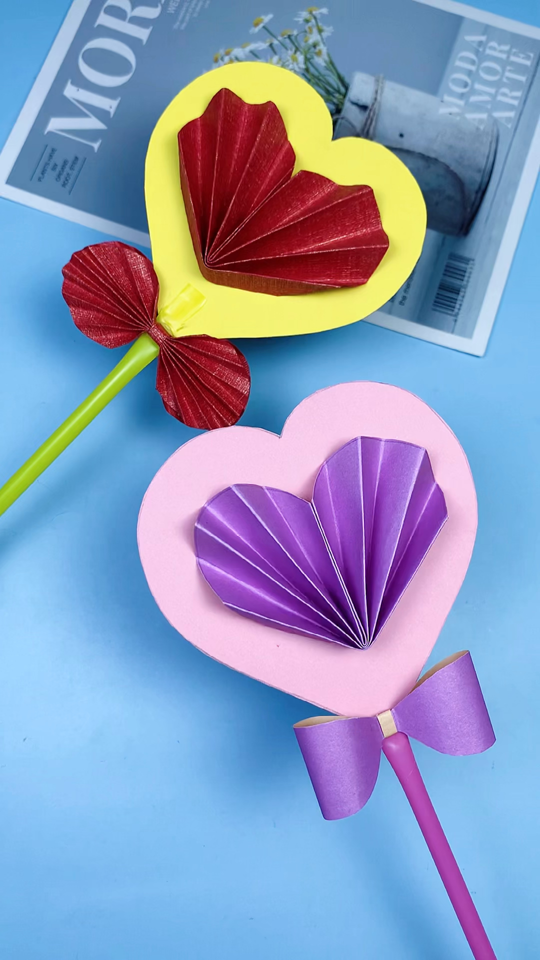 手工制作#超简单的爱心花朵