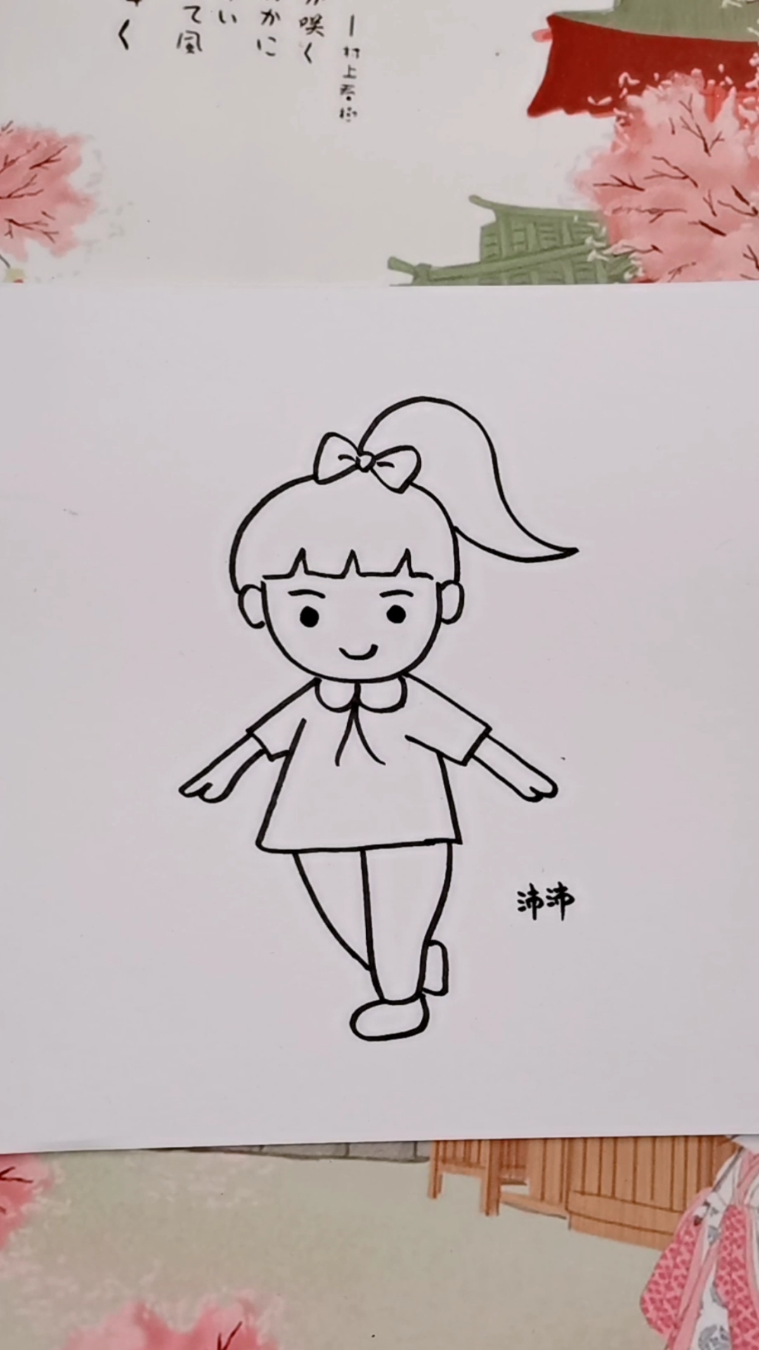 小女孩简笔画可爱幼儿图片