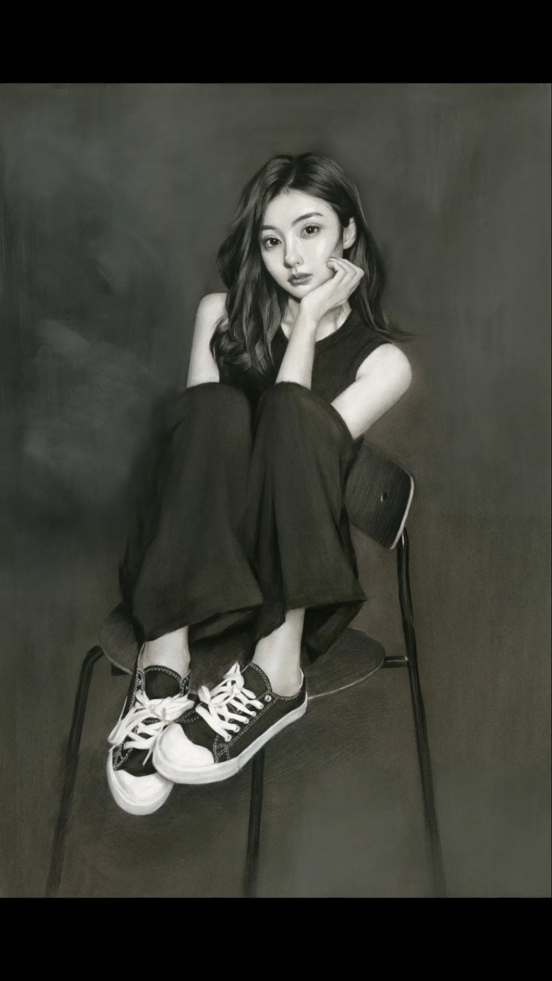 绘画#学员素描全身像《阳光少女》