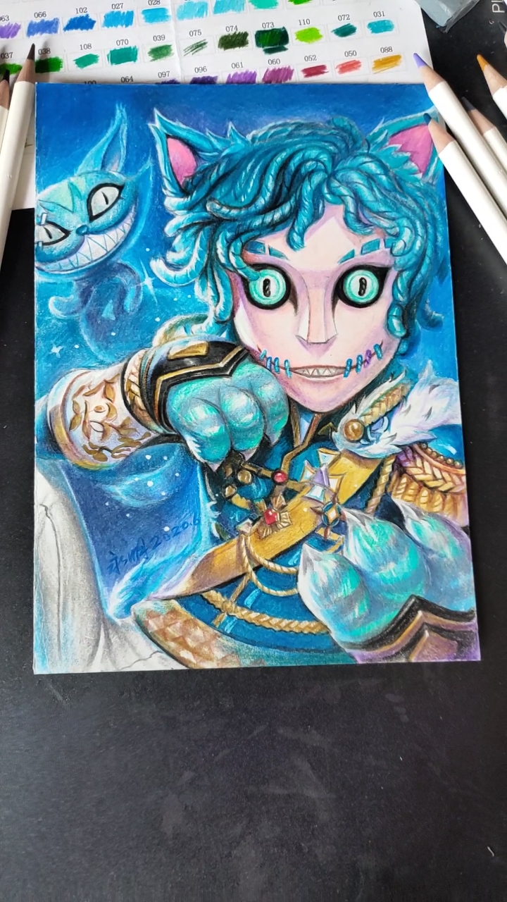 第五人格彩铅手绘佣兵柴郡猫