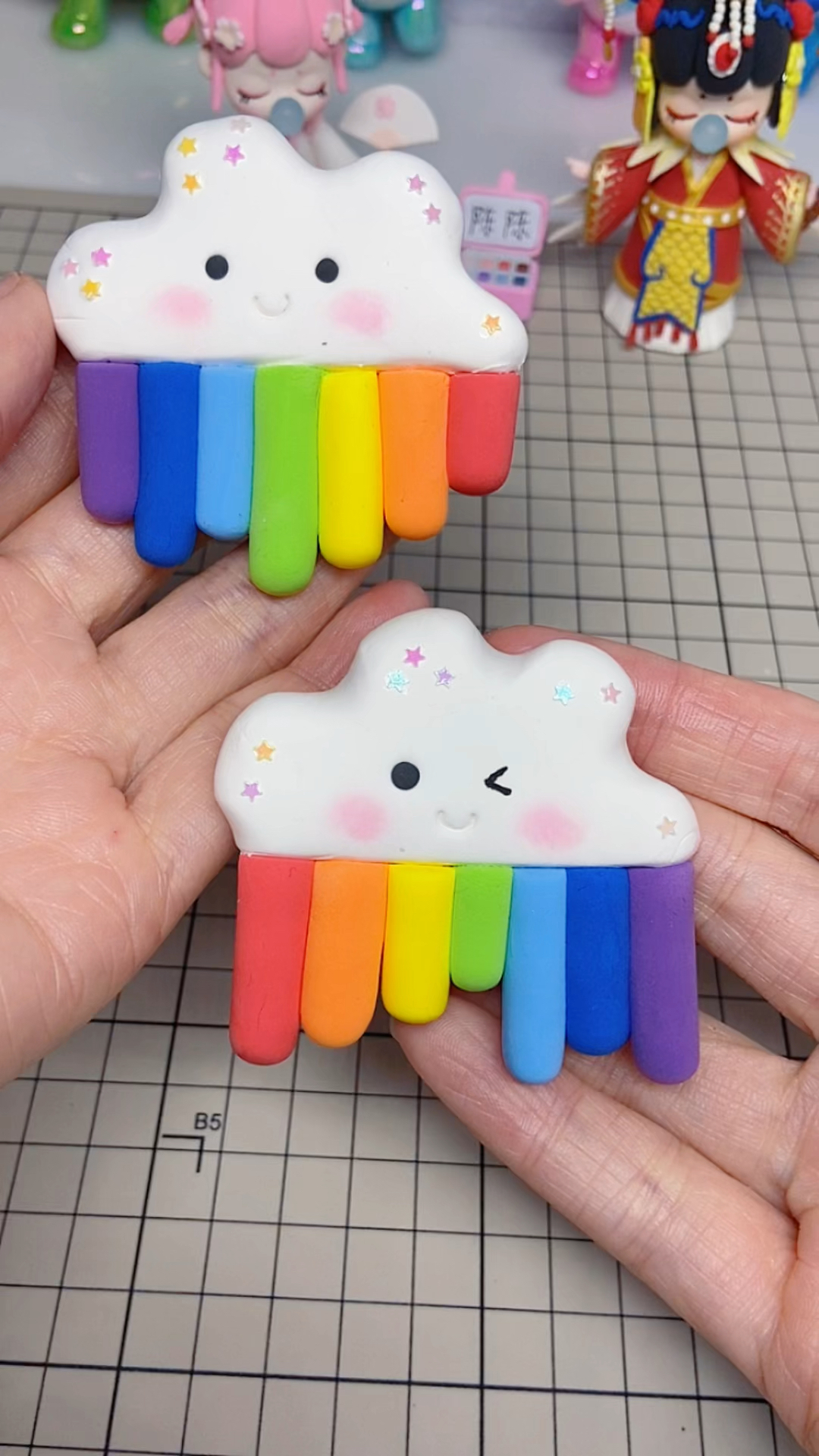 超轻粘土#可爱的粘土彩虹云朵