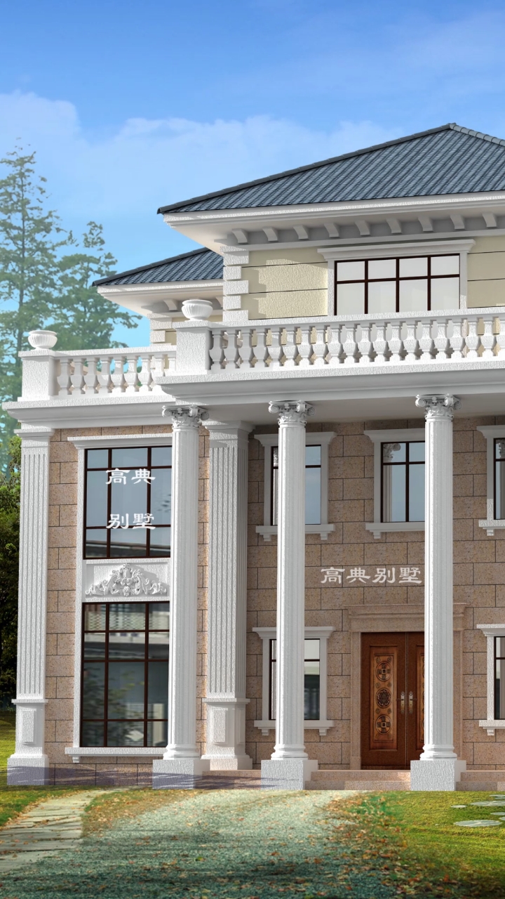 法式对称三层别墅,清新典雅配露台