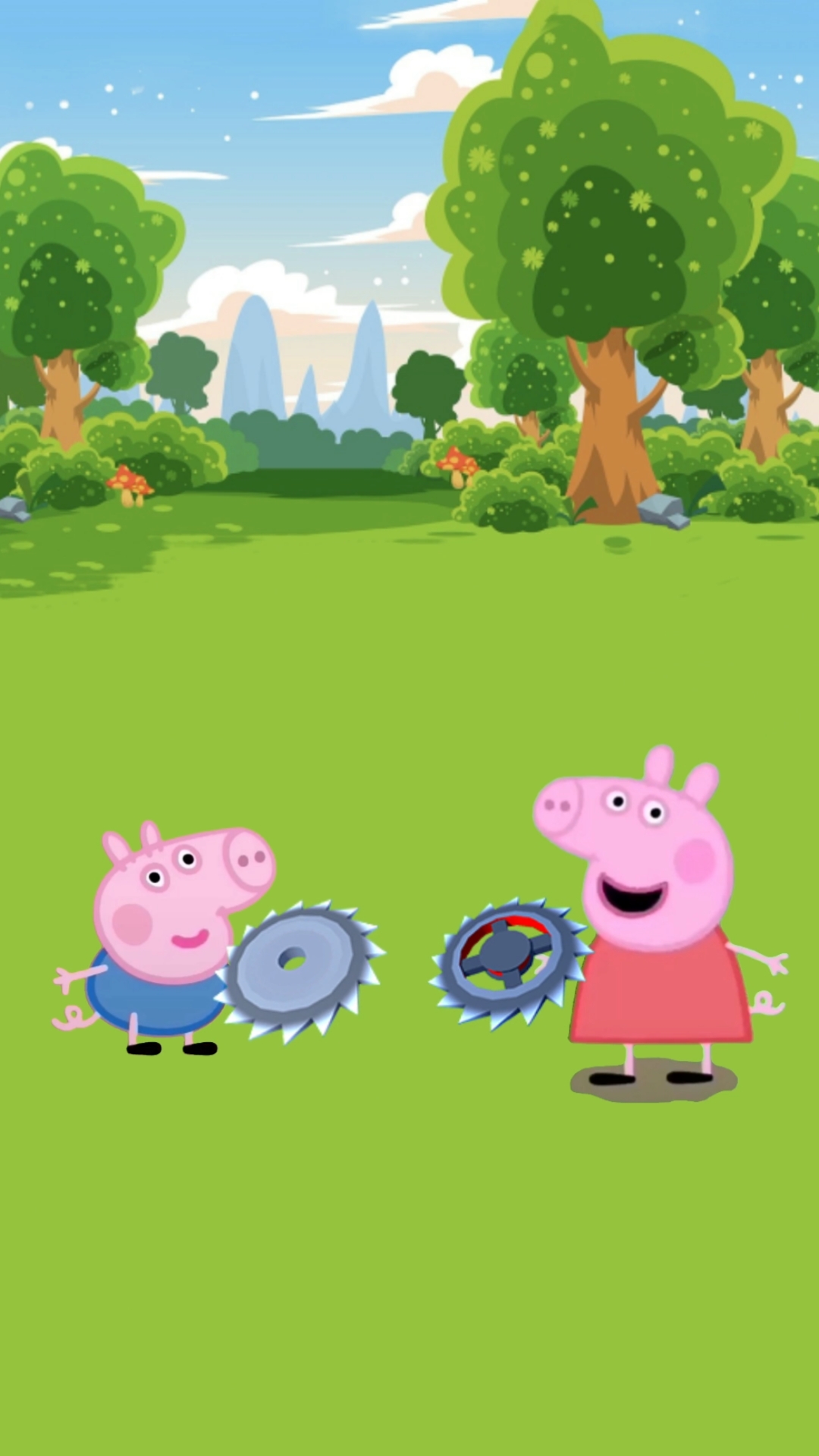 小猪佩奇#佩奇乔治比赛切水果!