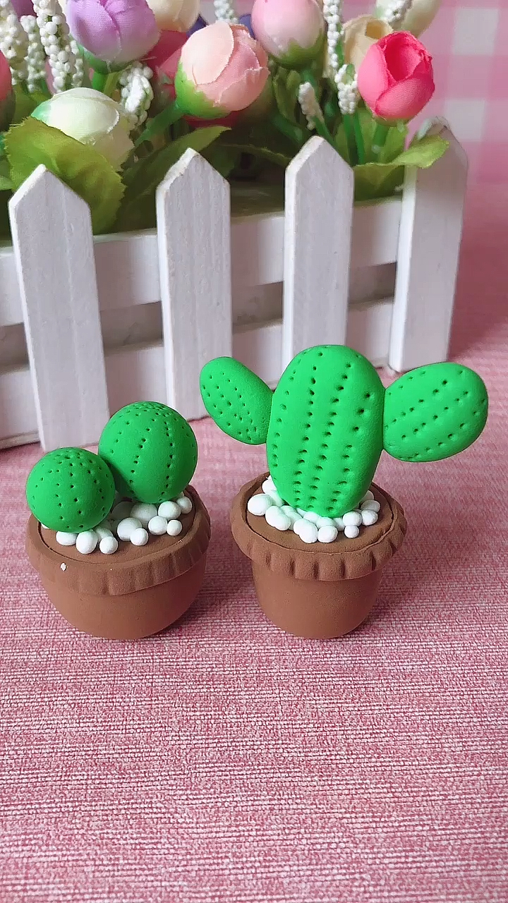 手工制作#粘土diy仙人掌