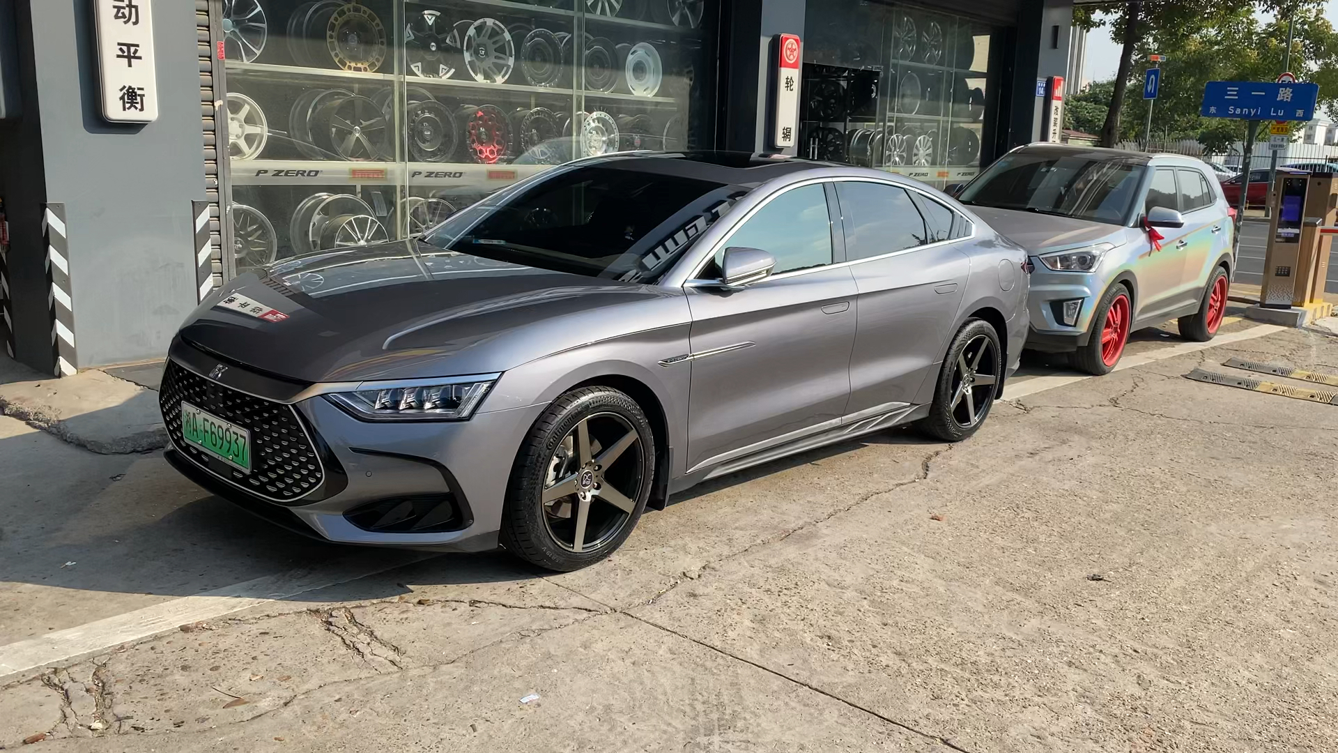 轮毂轮胎改装升级#比亚迪汉轮毂轮胎改装升级:245/45r19