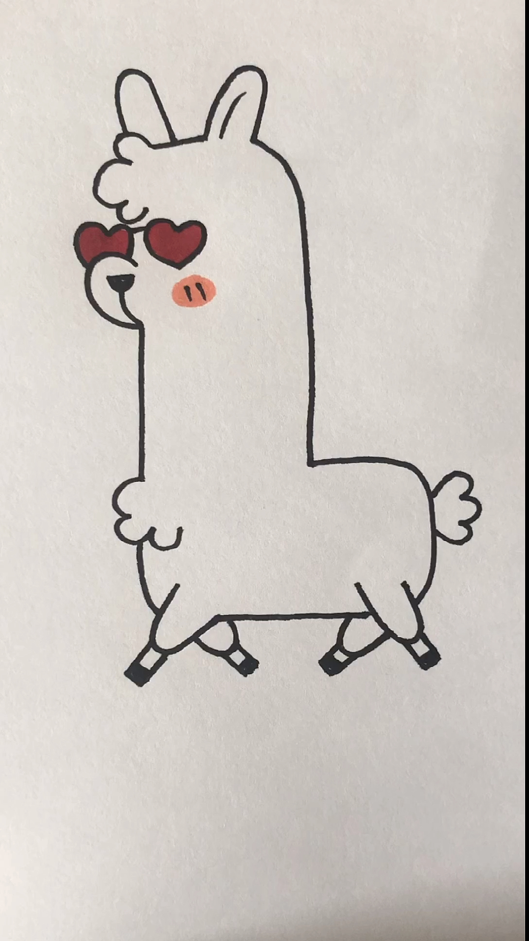 画酷酷的羊驼简笔画