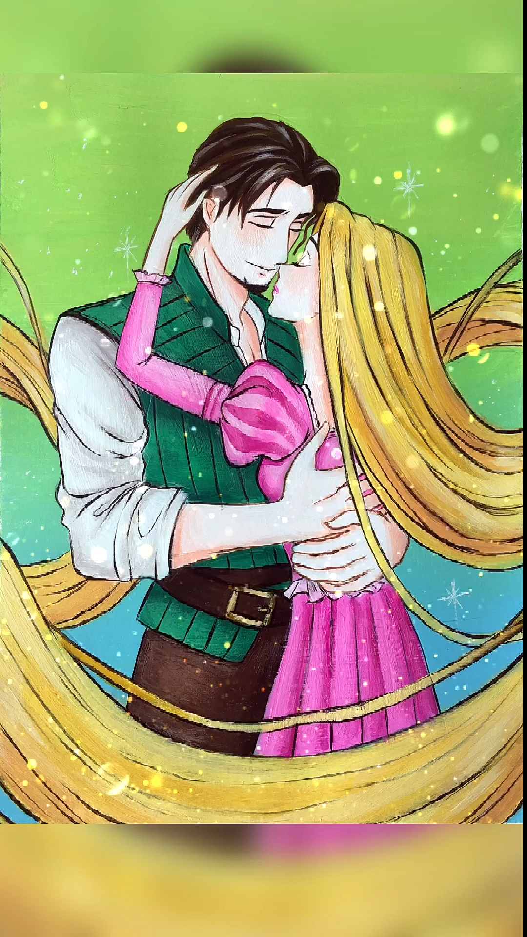 绘画长发公主与她的王子这也太美了吧