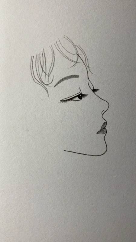 画画原来如此简单#画女生侧脸,简单-全民小视频