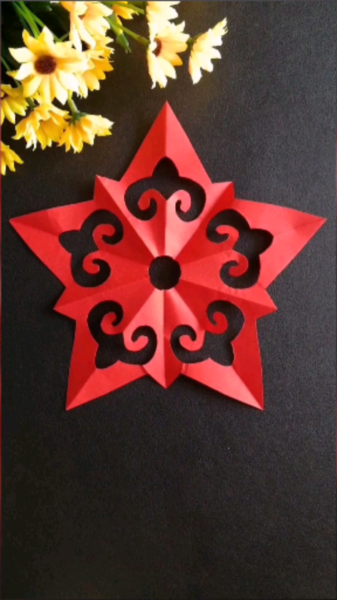 剪纸#五角窗花剪纸,适合新手.