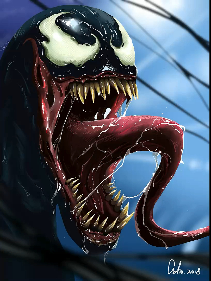 画画原来如此简单#【手绘毒液】发个绘画过程回放-度小视