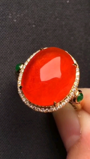 夏季穿搭#新出高品质红翡蛋面戒指冰透红润细腻感