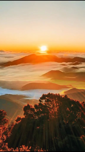 波涛汹涌万里浪,云海翻腾映霞光#风景#美景#祥云