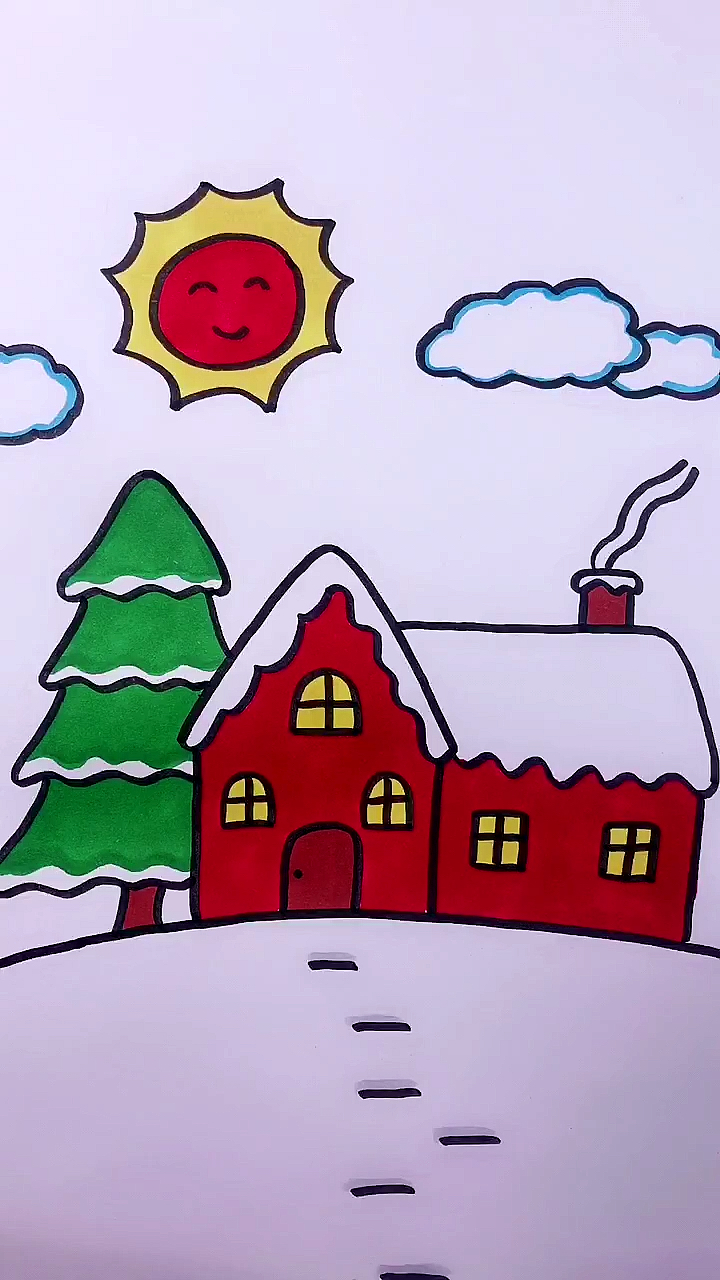 画画原来如此简单#下雪的冬天很美