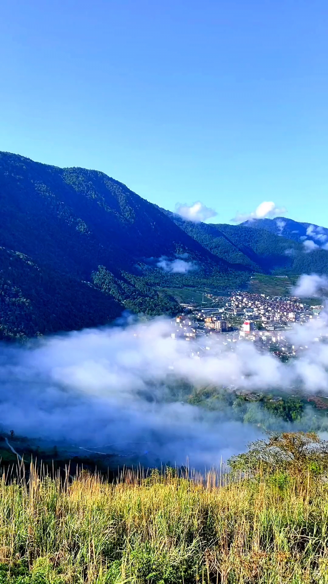 西藏:林芝墨脱,人间的天堂,人间的仙境,湛蓝的天空下,白云朵朵#.