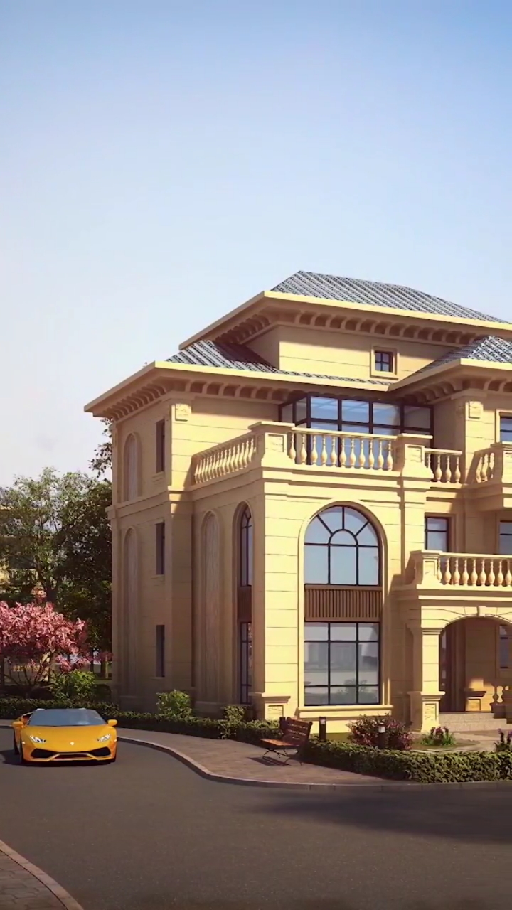 农村自建房#经典简欧三层半别墅,带阳光房很实用