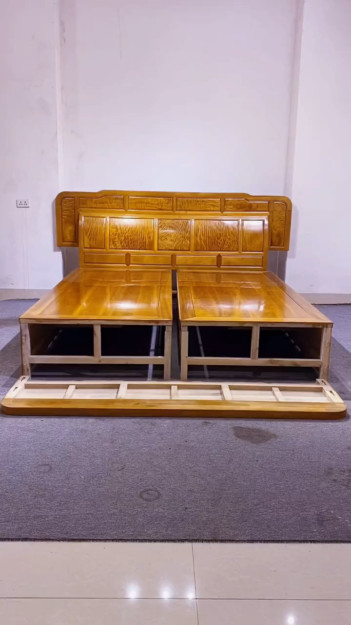家具#金丝楠木小叶高低床
