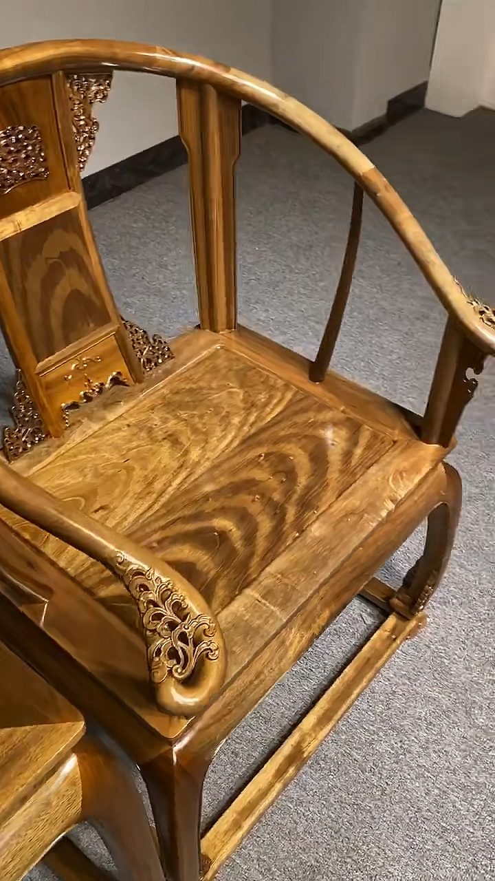 拆房料的金丝楠,虎皮纹霸气,小叶桢楠皇宫椅