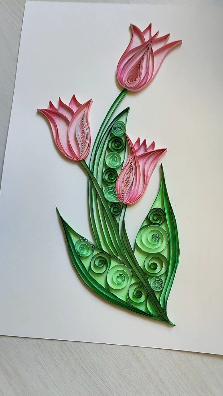 我的衍纸日记#衍纸贺卡——郁金香