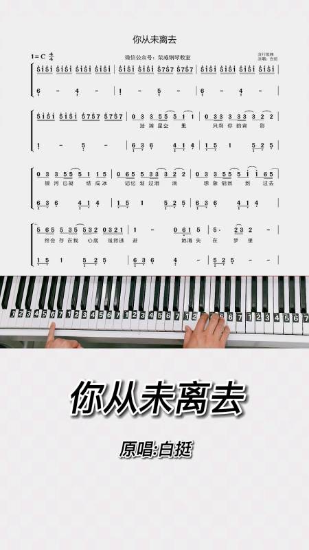 你从未离去钢琴教学零基础版双手钢琴简谱教程来咯完整版已搞定