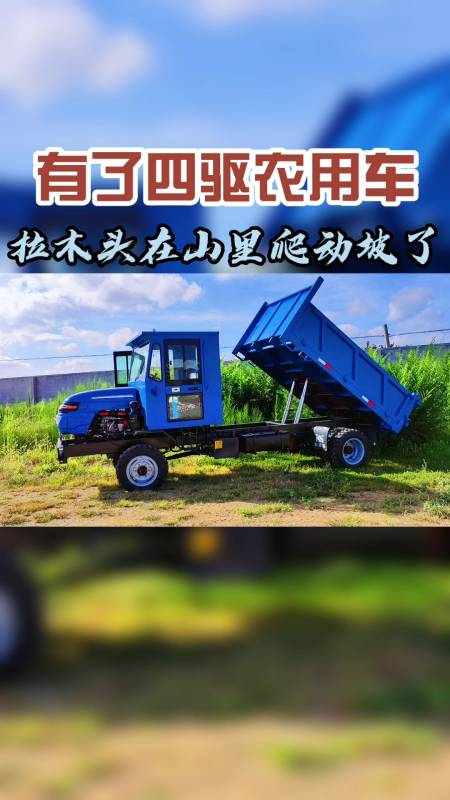 有了四驱农用车,拉木头在山里爬动坡了!