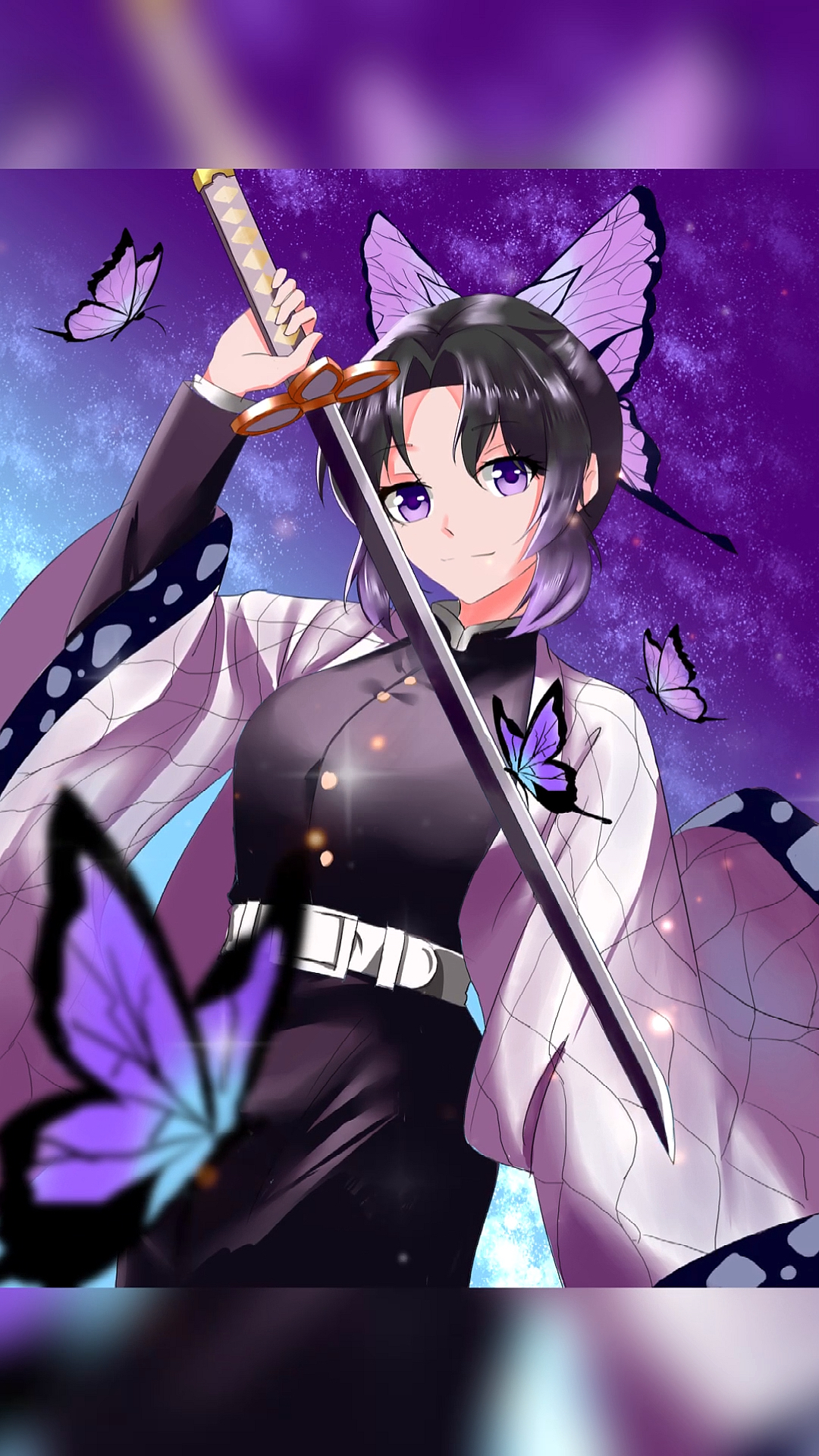 动漫#板绘蝴蝶忍,临摹网图,手上的刀有点看不懂,是这样的吗?