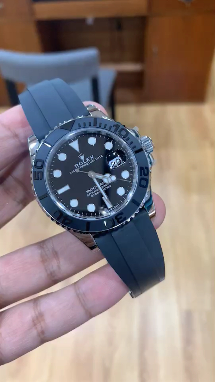 劳力士白金游艇名仕yachtmaster双向旋转外圈亚洲手腕尺寸橡胶胶工艺