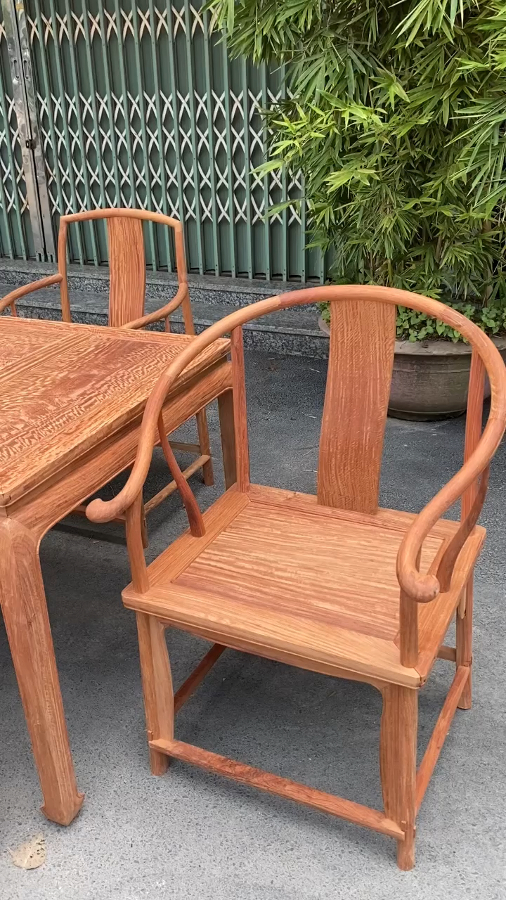 缅甸花梨一大果紫檀-独板水波纹茶台六件套