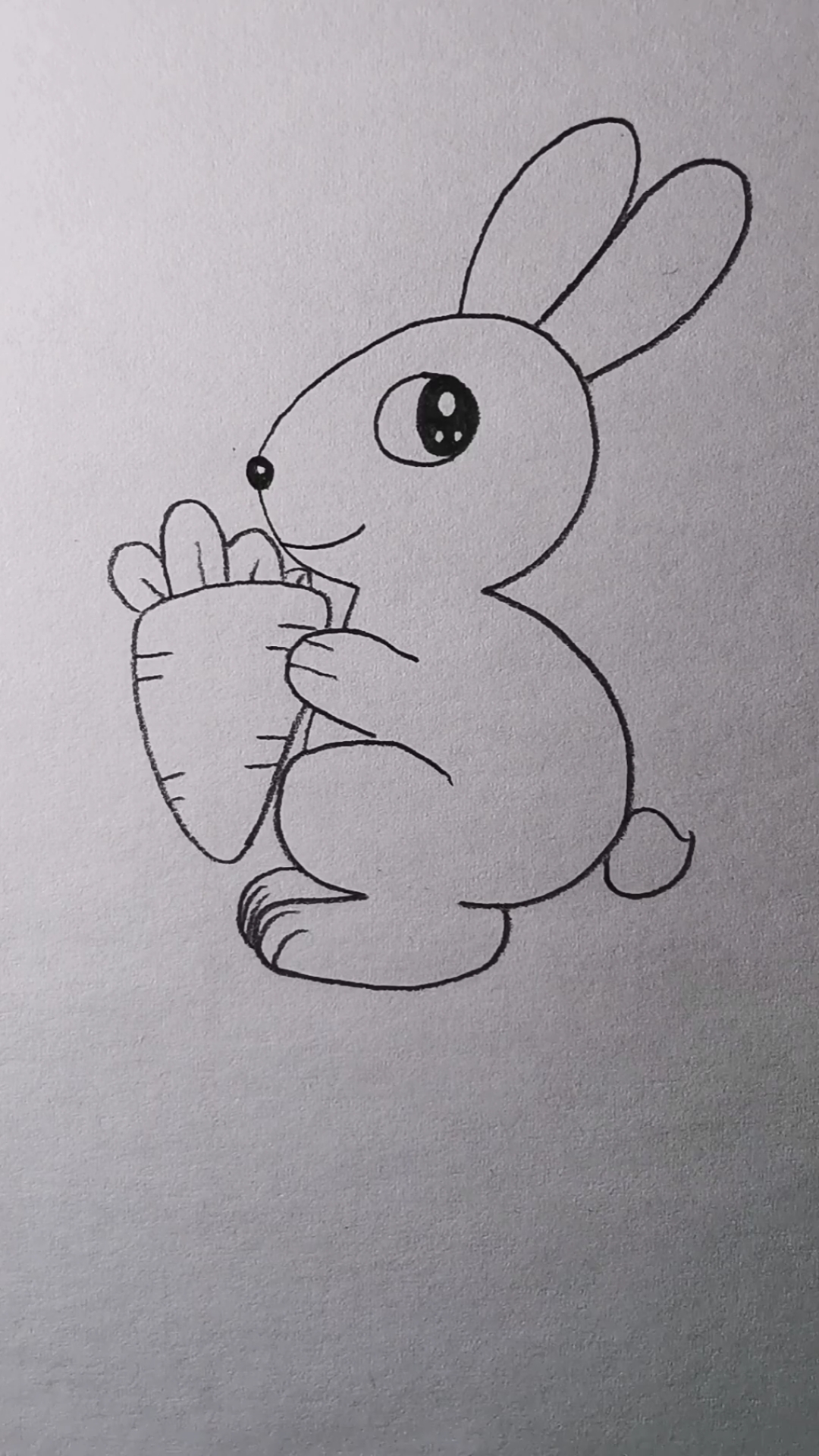数字"3"画抱着胡萝卜的小兔子.