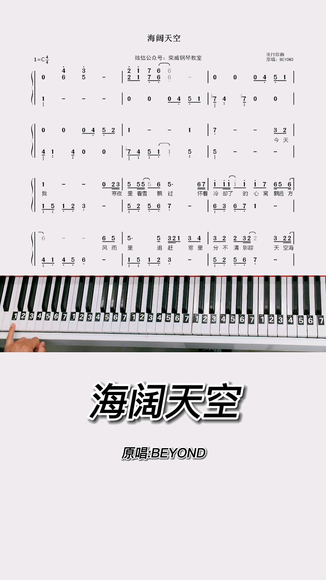 海阔天空钢琴教学零基础版双手钢琴简谱教程来咯完整版已完成