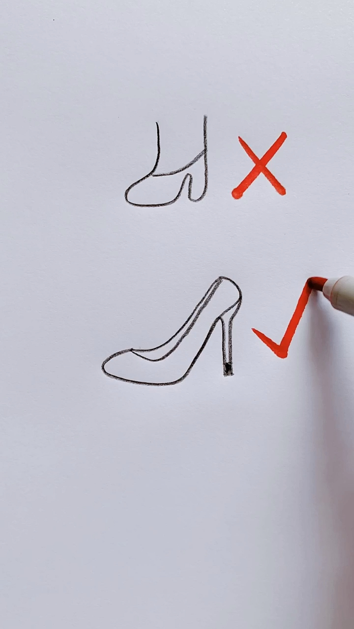 绘画教程#高跟鞋的正确画法,零基础的你一看就会.