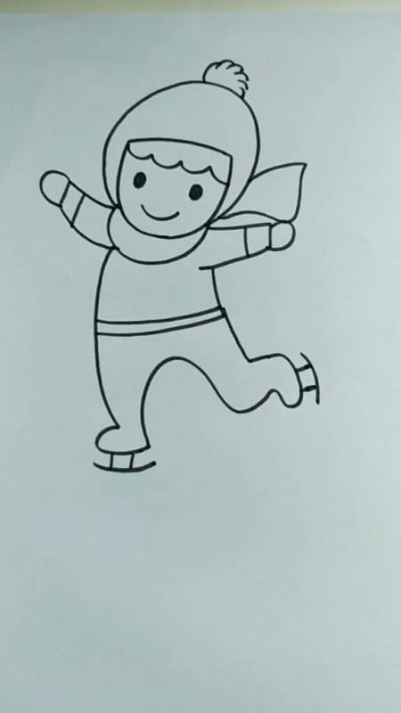 简笔画#滑冰的小男孩音乐又是刚刚好完美